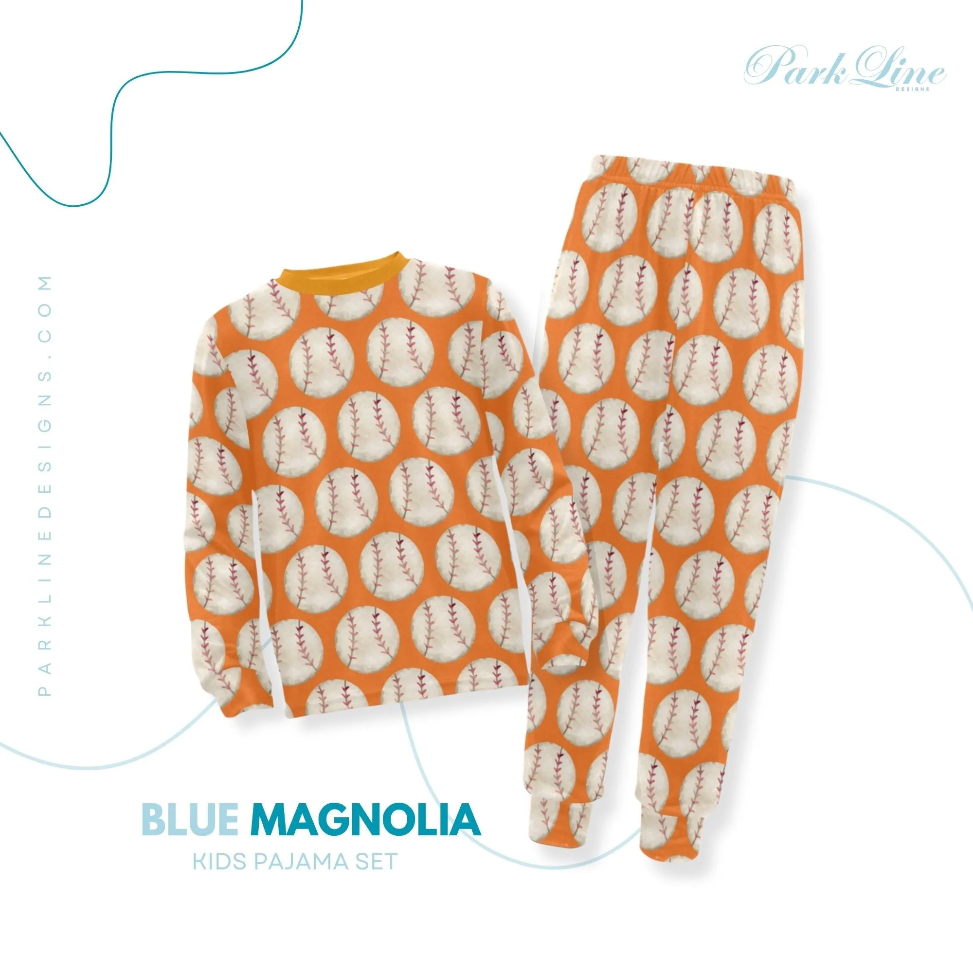 Baseball Boys' Pajama Set |  | Crew Neck Long Pajama Set | Soft Long Sleeve Sleepwear for Lounging and Relaxing