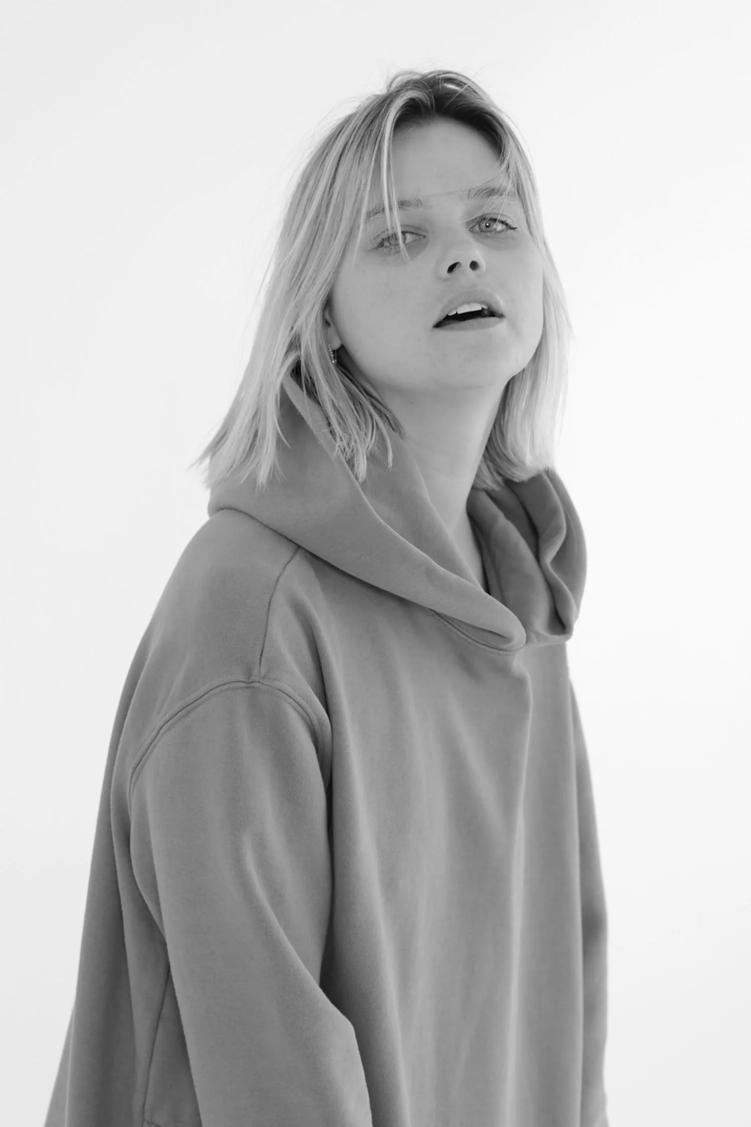 Garment dye cotton fleece Hoodie dress