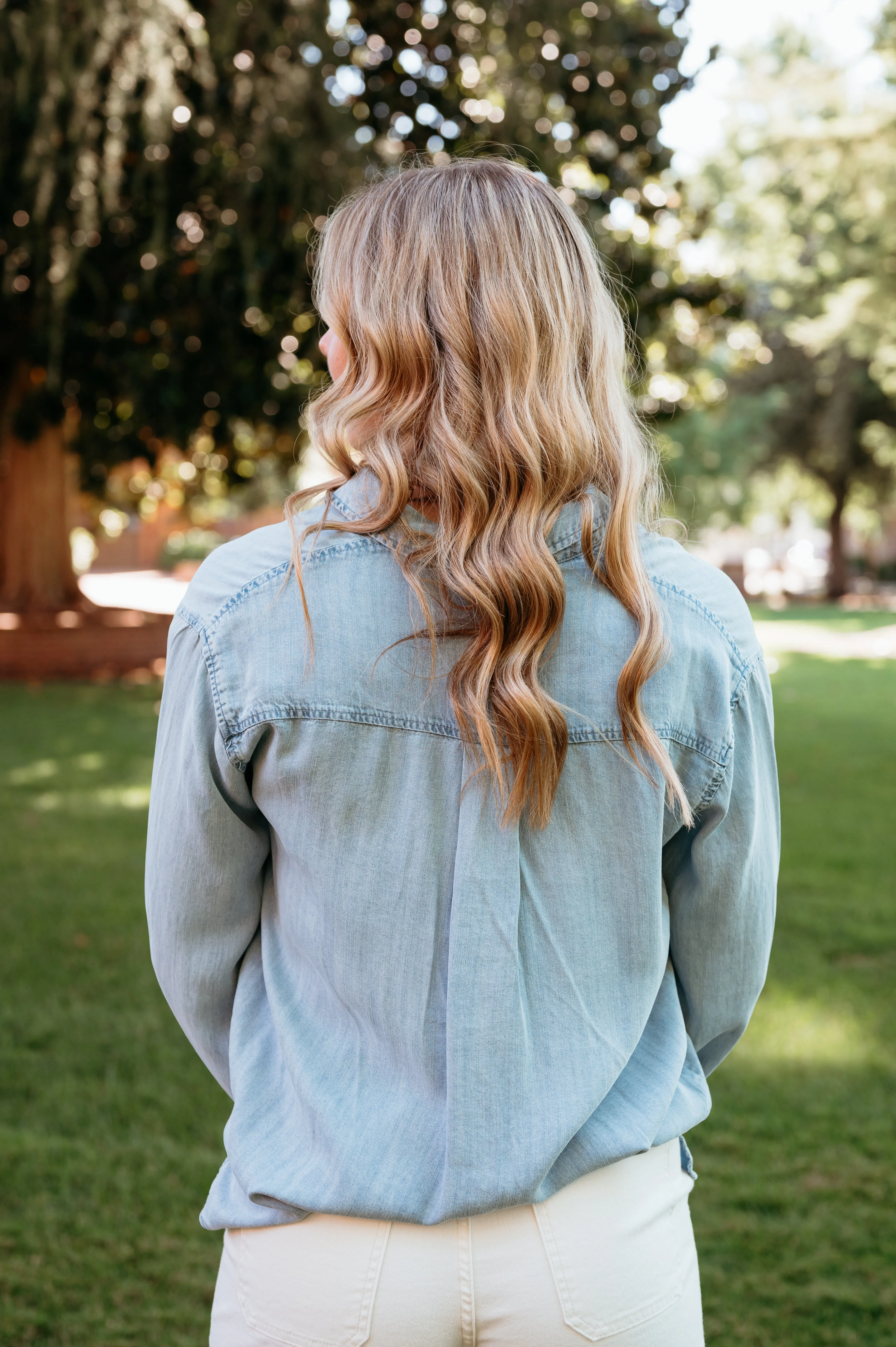 Lightweight Chambray Long Sleeve Top