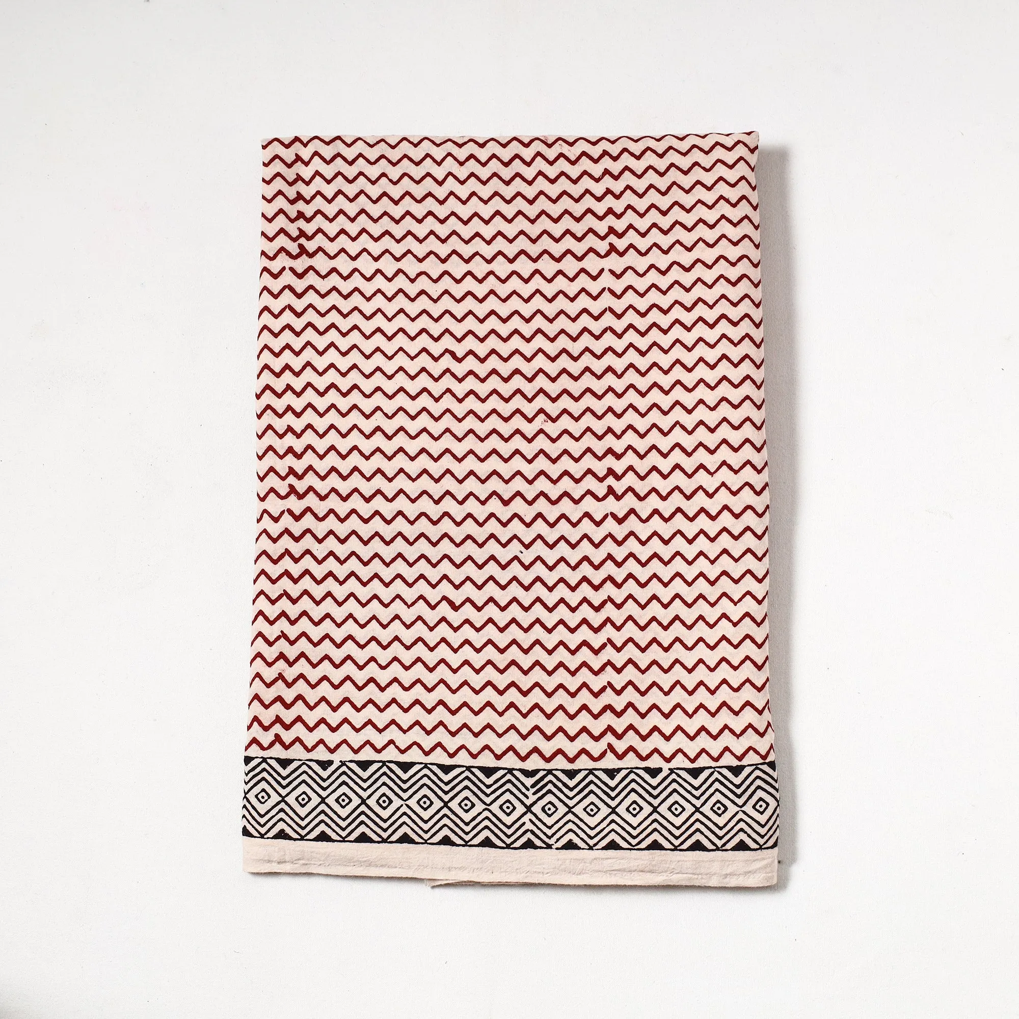 White - Bagh Block Printed Cotton Precut Fabric 01