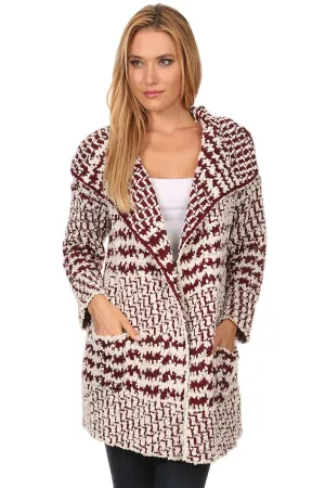 Women's Fuzzy Popcorn Knit Open Front Cardigan